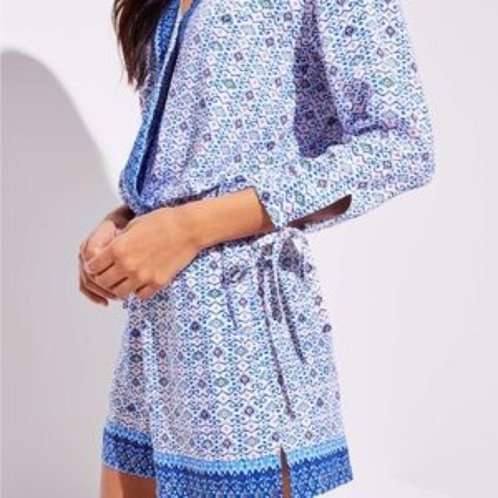 LOFT Beach Border Mosaic Wrap Romper - Picture 2 of 7